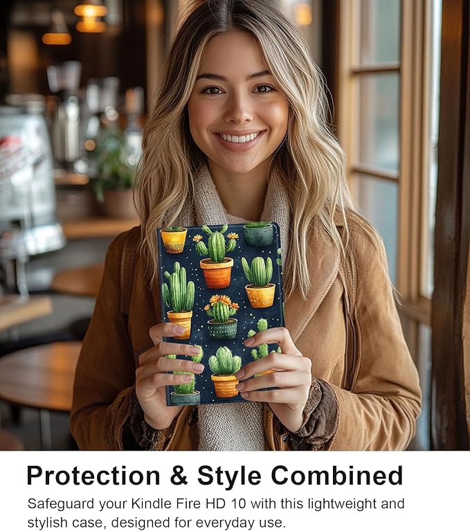 Case for Samsung Galaxy Tab A9 8.7-Inch 2023, Slim PU Leather Stand Cover with Auto Wake/Sleep, Multi-Angle Viewing & Shockproof, Various Cacti