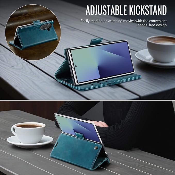 for Samsung Galaxy Z Fold 7 Case, Flip Wallet Leather Case with Card Holder Magnetic Closure Shockproof Kickstand Protective Phone Cases Cover for Galaxy Z Fold 7, Blue-Green