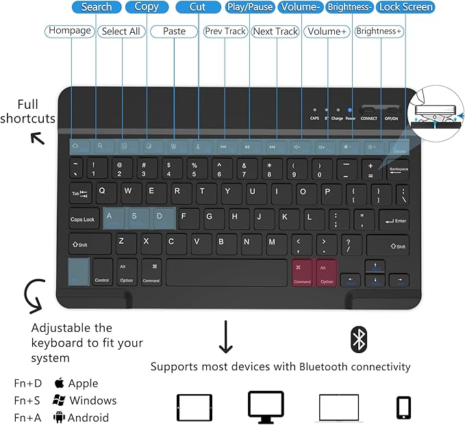 MMK Galaxy Tab A9 Plus Case with Keyboard, Samsung A9 Plus Tablet Case Keyboard (11" 2023, SM-X210/X216/X218), Wireless Detachable-Black