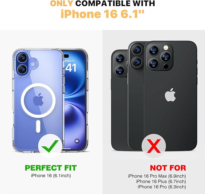 Diaclara Designed for iPhone 16 Case, [with Privacy Screen Protector] [Anti Spy] [Military Grade Drop Protection] Heavy Duty Full-Body Shockproof Phone Case, Magnetic Clear