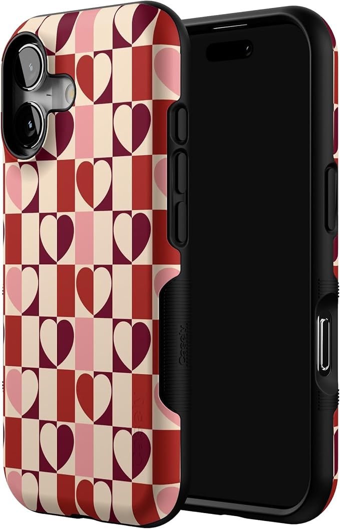 Casely iPhone 17 Case | Love's a Game | Retro Hearts | Bold Protective Design | Compatible with MagSafe
