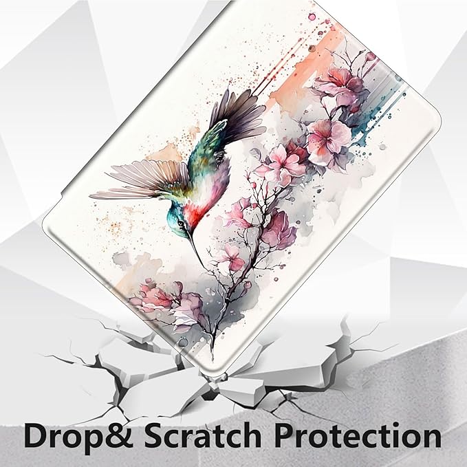 Case for Lenovo Tab M10 Plus 10.3", 360 Degree Rotating Folding Stand,with Auto Sleep/Wake Case for Lenovo Tab M10 Plus (2020 2nd Gen) TB-X606F/TB-X606X 10.3" FHD Tablet,Cute Hummingbird Flower