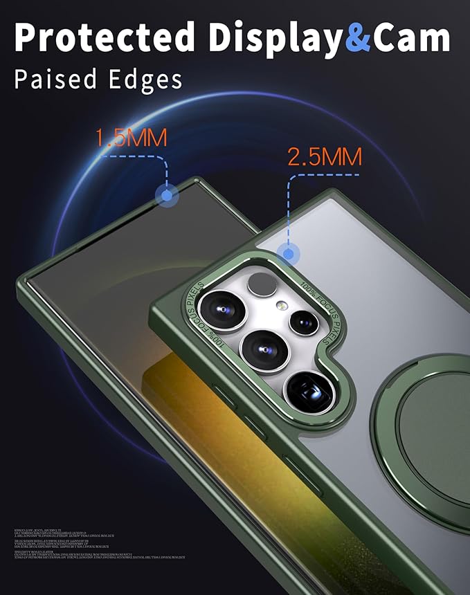 Magnetic Stand Case for Samsung Galaxy S24 Ultra 6.8" [with 2 Screen Protectors] [360° Rotation Magnetic Stand] [Compatible with Magsafe] Military-Grade Drop Protection Case, Green