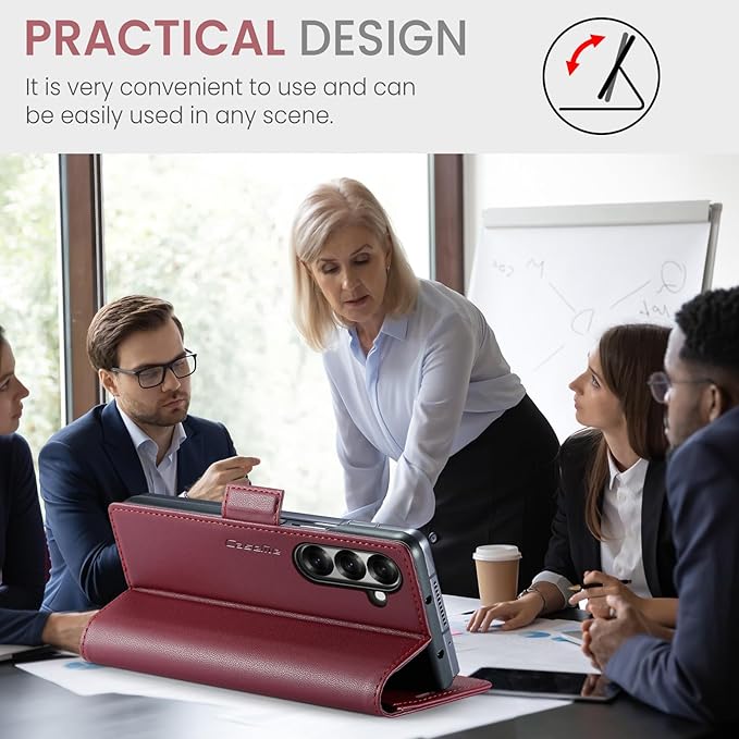 for Samsung Galaxy Z Fold 7 Case, Premium PU Leather Wallet Case Flip Cover with [RFID Blocking][Card Holder][Stand Function] Shockproof Protective for Samsung Galaxy Z Fold 7, Red