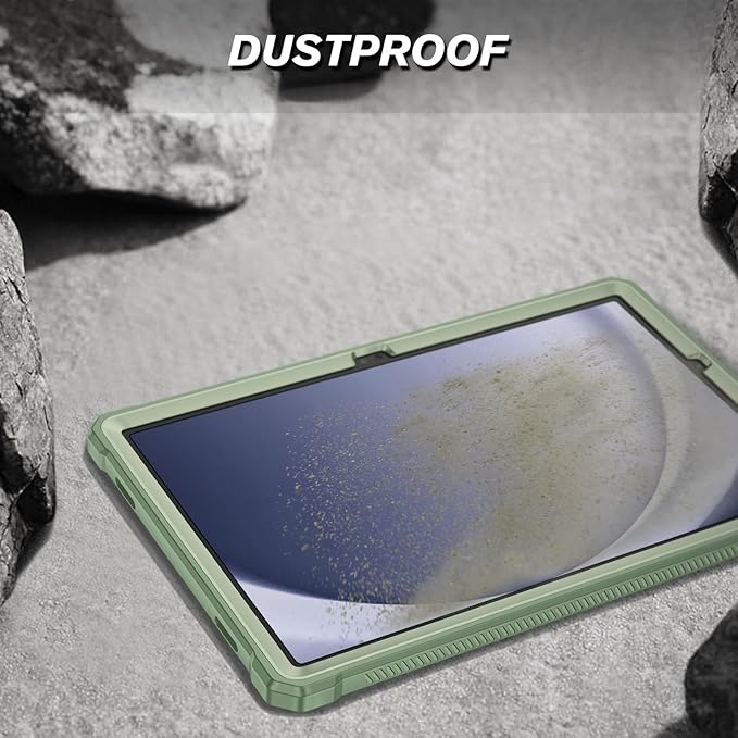 Fintie Shockproof Case for Samsung Galaxy Tab A9 Plus/A9+ 5G 11 Inch 2023 Model (SM-X210/X216/X218), Tuatara Rugged Unibody Hybrid Bumper Kickstand Cover Built-in Screen Protector, Sage Green