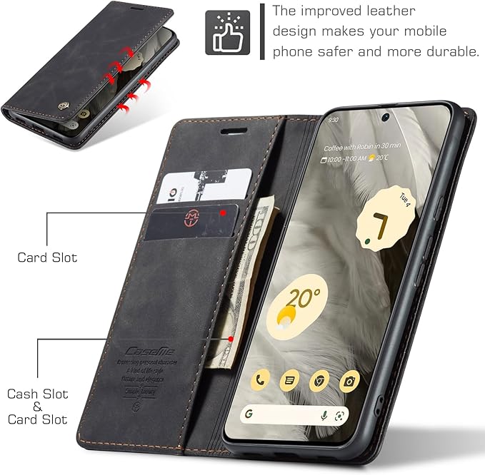 for Google 8 Case, Flip Wallet Leather Case with Card Holder Magnetic Closure Shockproof Kickstand Protective Phone Cases Cover for Google 8,Black