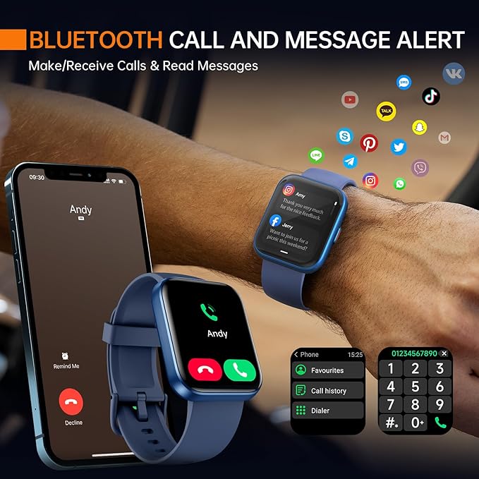 aeac Smart Watch Fitness Watch for Men Women, Alexa Built-in & Stable Bluetooth Call, with Heart Rate/SpO2/Sleep Monitor, 100 Sports, IP68 Waterproof Smartwatches for iOS Android