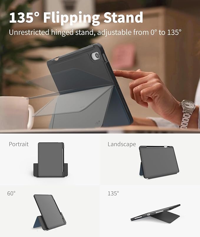 EIP for iPad (A16) 11th/10th Generation Case(2025/2022), Adjustable Hinge Stand, Portrait/Landscape View, Rotating Stand with Removable Magnetic Cover, Auto Wake/Sleep, Dual-Device Use