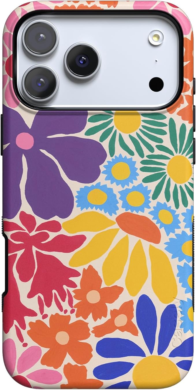 Casely iPhone 17 Pro Case | Flower Patch | Multi-Color Floral | Compatible with MagSafe | Bold Protective Design