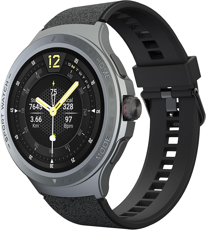 Military Smart Watch with Heart Rate Monitor/Compass/Flashlight/GPS, 1.43" Smartwatch with 170+ Sport Modes,5ATM Waterproof Fitness Watch for Men & Women, Compatible iOS Android (Black)