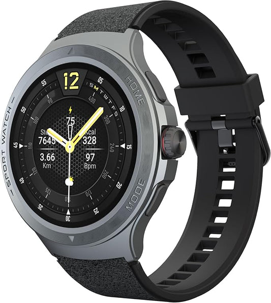 Military Smart Watch with Heart Rate Monitor/Compass/Flashlight/GPS, 1.43" Smartwatch with 170+ Sport Modes,5ATM Waterproof Fitness Watch for Men & Women, Compatible iOS Android (Black)