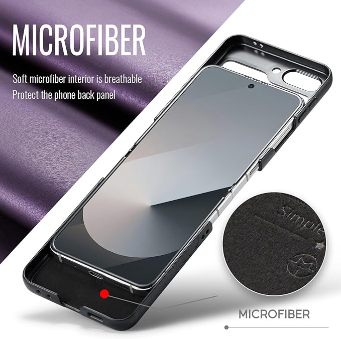 for Samsung Galaxy Z Flip 6 Case, Premium PU Leather Case Anti Scratch Slim Phone Shockproof Protective Phone Cover for Samsung Galaxy Z Flip6, Purple