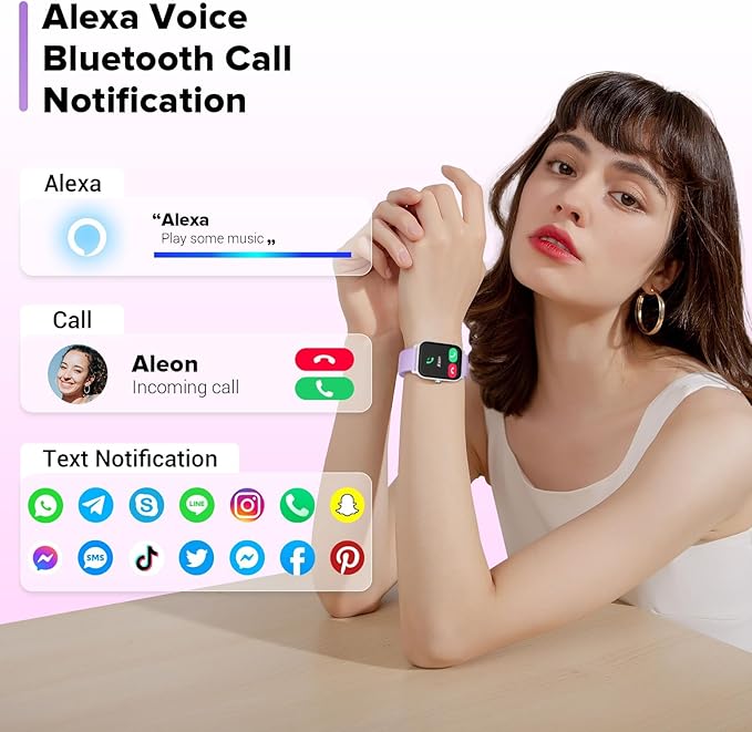 Smart Watches for Women Men, 2025 Smartwatch 1.8'' Alexa Fitness Tracker Smart Watch Compatible for Android iPhone with Bluetooth Call (Answer/Make), IP68 Waterproof Heart Rate/Sleep/SpO2 Monitor 110+