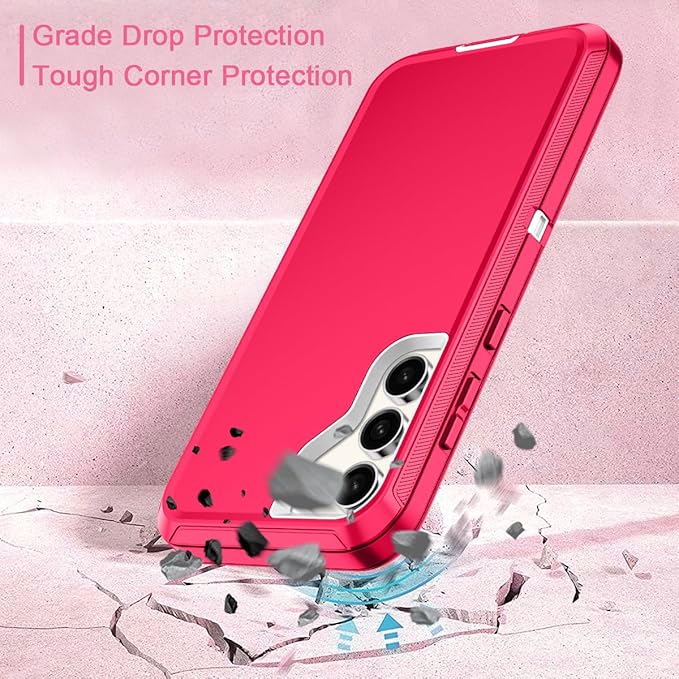 for Samsung Galaxy S23 Case Heavy Duty Protective Shockproof Dropproof 3-Layer Full Body Protection [Without Screen Protector] Tough Rugged Case for Galaxy S23,Pink/White