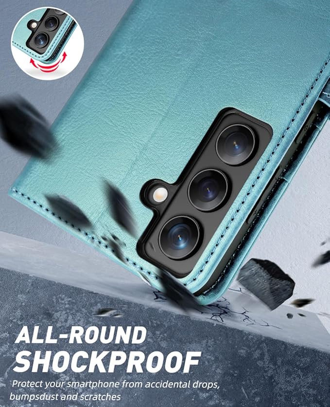 OCASE Compatible with Galaxy S24 5G Wallet Case, PU Leather Flip Folio Case with Card Holders RFID Blocking Kickstand [Shockproof TPU Inner Shell] Phone Cover (2024), Mint Green