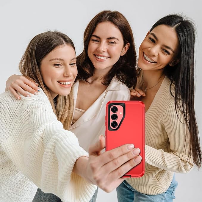 for Samsung Galaxy S25 Plus Case Heavy Duty Protective Shockproof Dropproof 3-Layer Full Body Protection [Without Screen Protector] Tough Rugged Case for Galaxy S25 Plus,Red/Black