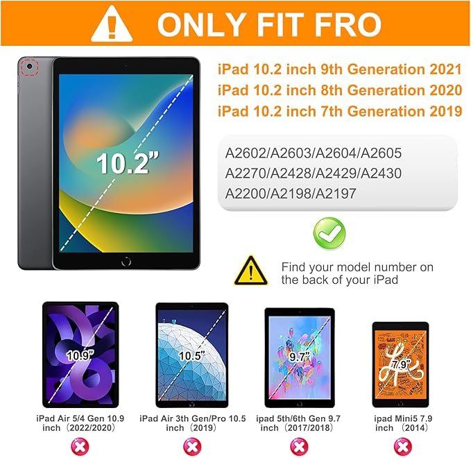 BRAECN for iPad 9th/8th/7th Generation Case, iPad 10.2 inch Heavy Duty Rugged Case with Built in Screen Protector, Hand Strap, Swiveling Stand/Shoulder Straps for iPad 10.2 2021/2021/2019-Green