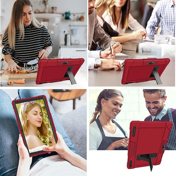 for Pritom M10 Inch Case, Heavy-Duty Drop-Proof Shock-Resistant Kids Friendly Protective case for QuntiCO Y10/Voger priorpad X100/Digiland Tablet DL1036/Gateway 10.1 HD Tablet(Red/Black)