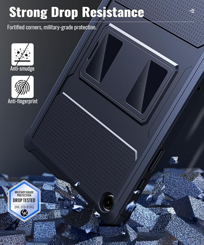 MoKo Case Fit Galaxy Tab A9 Plus 11-Inch 2023 (SM-X210/X216/X218), Shockproof Full Body Rugged Stand Back Cover Built-in Screen Protector Fit Galaxy Tab A9+ 11" 2023, Dark Blue