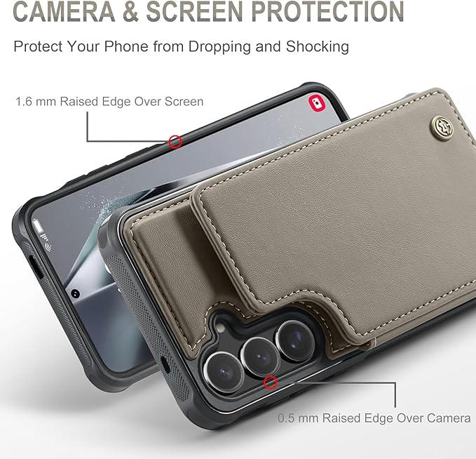 Vinich for Samsung Galaxy S24 Plus Wallet Case with Card Holder, RFID Blocking Credit Slots Kickstand Shockproof Phone Cover for Women Men, Gray