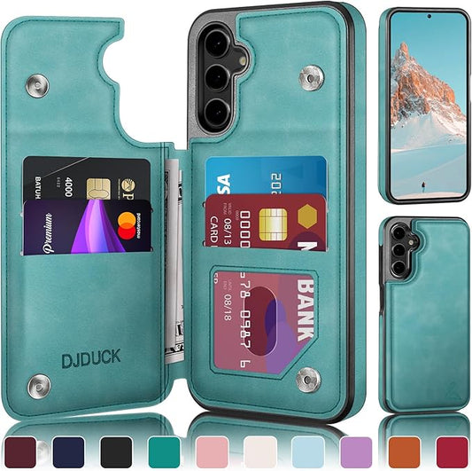 DJDUCK Designed for Samsung Galaxy S25 Plus Case Wallet with Card Holder, [Magnetic Clasp Cover] [RFID Blocking Leather Protection] Shockproof Women Men Cases for Samsung S25 Plus Light Green