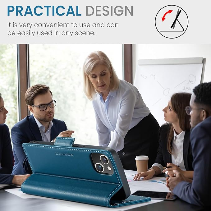 for iPhone 13 Mini Case, Premium PU Leather Wallet Case Flip Cover with [RFID Blocking][Card Holder][Stand Function] Shockproof Protective for iPhone iPhone 13 Mini 5.4 inch, Blue