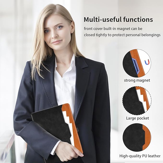 Case for Samsung Galaxy Tab S10 Plus 2024/S9 FE+/S9 Plus 12.4 Inch 2023 - Model SM-X820/X826B/X610/X616B/X810/X816B with S Pen Holder and Pocket, PU Leather Folio Stand Cover Auto Wake/Sleep, Black