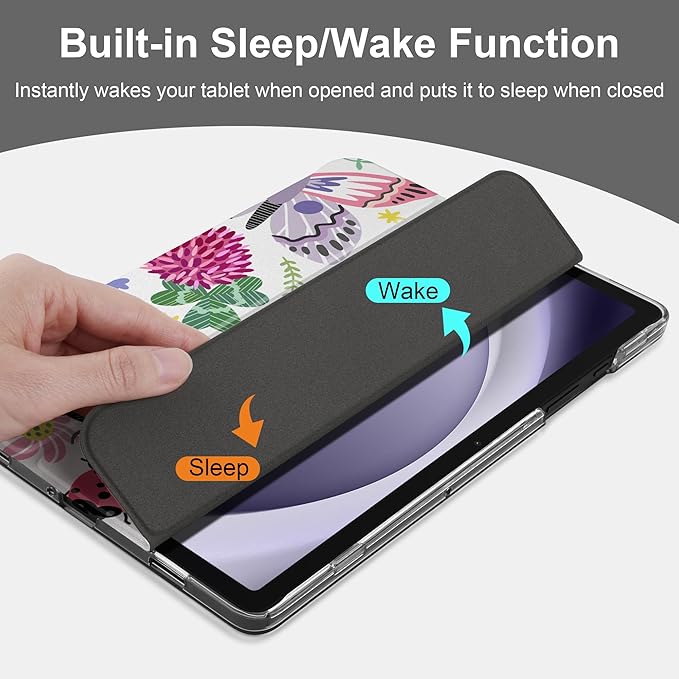 DONGKE Case for Samsung Galaxy Tab A9+/A9 Plus 11 inch 2024 2023 (SM-X210/X216/X218), Slim Stand Hard PC Translucent Back Shell Smart Cover, Auto Wake/Sleep - Dragonfly