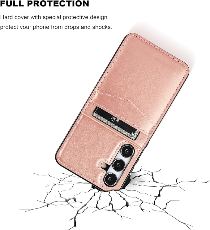 KIHUWEY for Samsung Galaxy S24 Plus Case Wallet with Credit Card Holder, Flip Premium Leather Magnetic Clasp Kickstand Heavy Duty Protective Cover for Samsung Galaxy S24 Plus 6.7" (Rose Gold)
