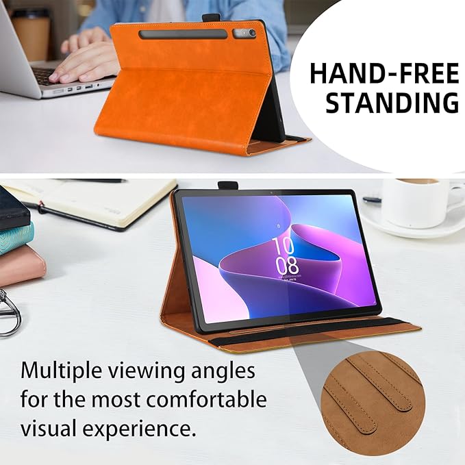 Case for Lenovo Tab P11 Pro 11.2" 2nd Gen 2022 (TB-138FC/TB-132FU) Bussiness Premium PU Leather Stand Folding Folio Cover for Lenovo Pad Pro 2022 Modle Shell Cover 11.2 inch -Orange