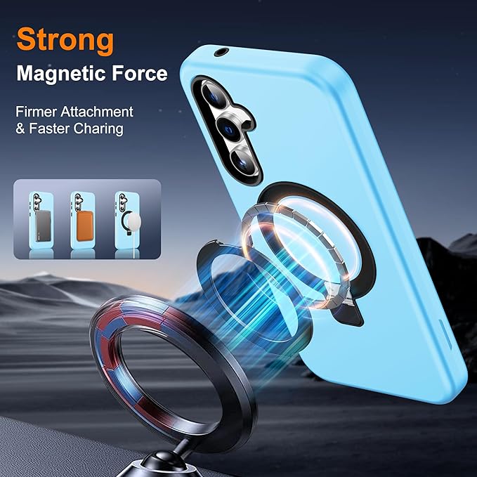 Designed for Samsung Galaxy S23 Plus Case with Magnetic Ring Stand [Compatible with Mag-Safe][Military Grade Drop Protection][Build in Kickstand] S23 Plus Phone Case 6.6",Blue