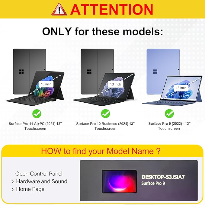 Fintie Case for 13 Inch Microsoft Surface Pro 11/10/9 - Multiple Angle Viewing Portfolio Business Cover with Pocket & Stylus Holder, Compatible with Type Cover Keyboard, Gray