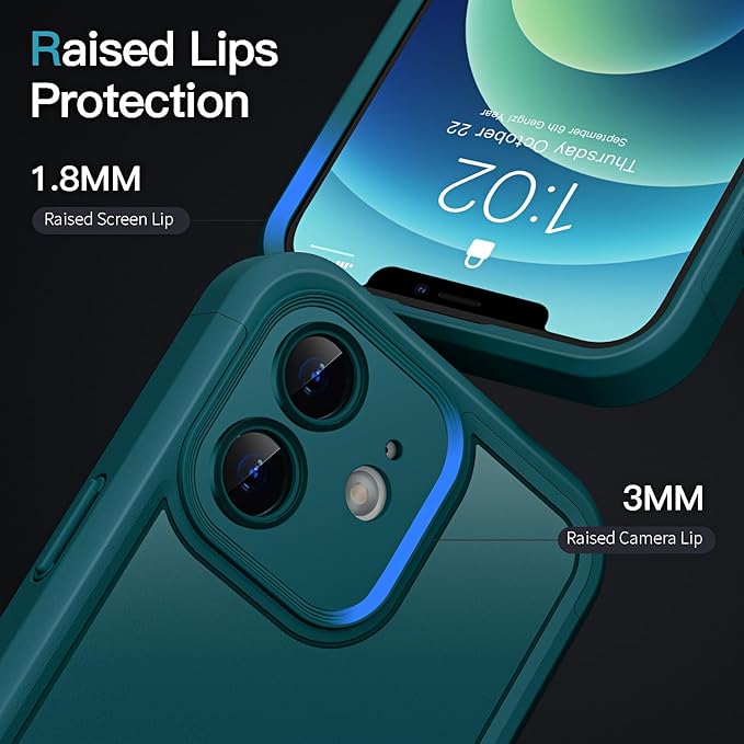 COOLQO Magnetic for iPhone 12 Case, Compatible with MagSafe, Dual Layer Design Military Grade Protection, Translucent Matte Scratch-Resistant Back Protective Shockproof Phone Case, Green