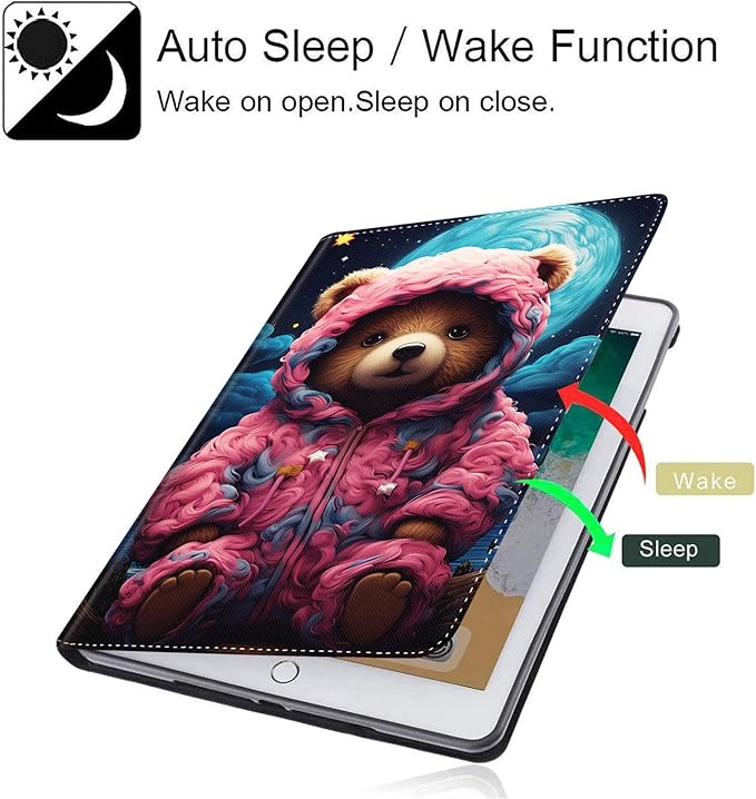Case for Galaxy Tab A9 Plus ， Auto Sleep/Wake Multi-Angle Viewing Slim Folio Stand Cover for Samsung Galaxy Tab A9+/A9 Plus 11 Inch 2023 (SM-X210/X216/X218), Cute Bear Wearing Pink Clothes