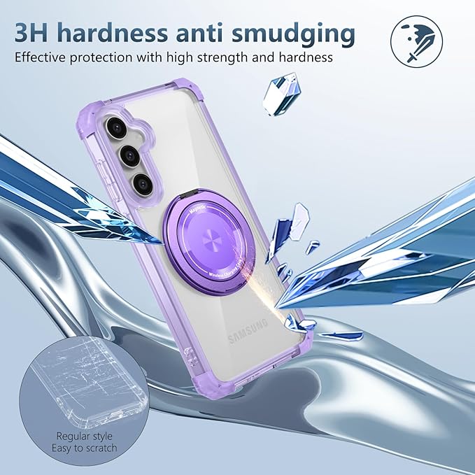 for Samsung Galaxy S24 Case Magnetic Compatible with MagSafe Wireless charging,with 360°Kickstand Ring,for S24 Phone Case with Screen Protector,Military Grade Drop Protection Shockproof Purple
