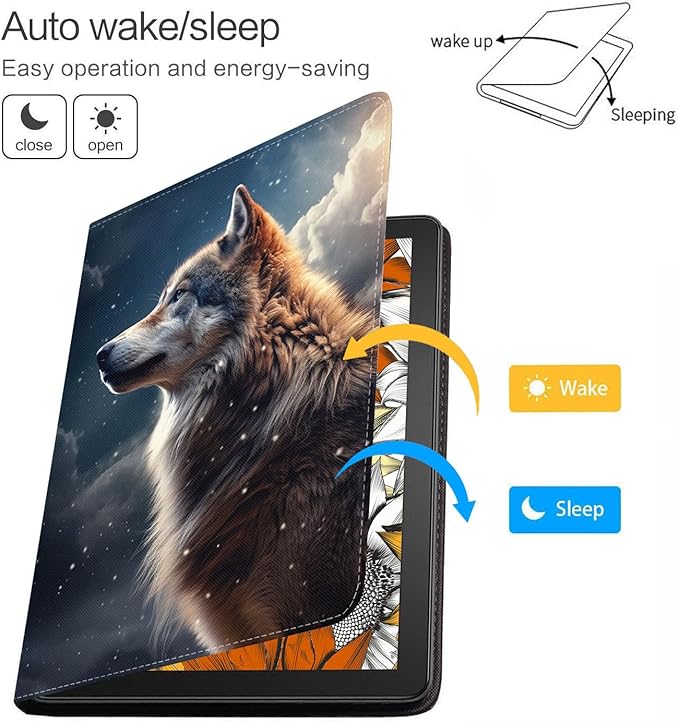 Case for Samsung Galaxy Tab A9 Plus 11 Inch 2023 Model (SM-X210/X216/X218), Slim Lightweight PU Leather Stand Cover with Auto Wake/Sleep - Wolf