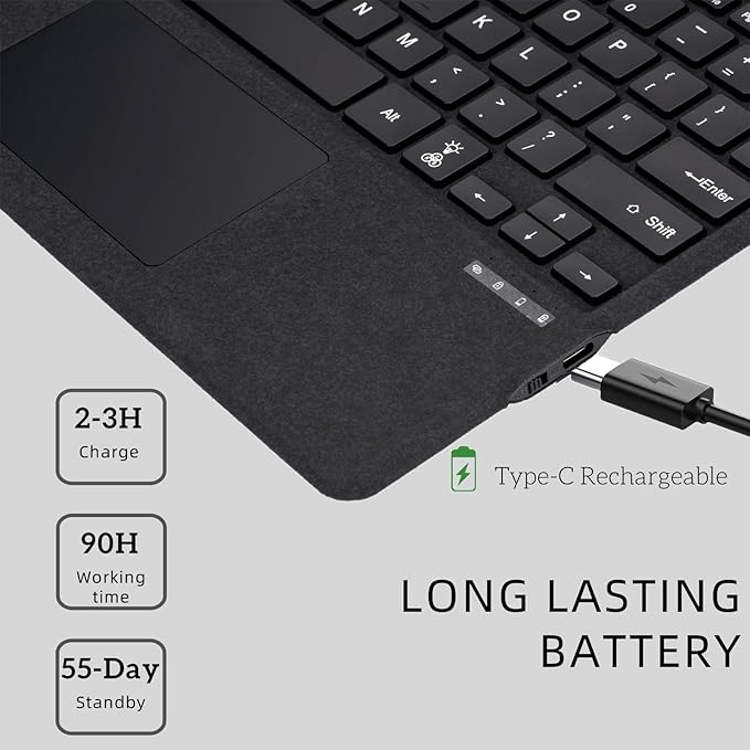 ZenRich Rugged Case with Keyboard for Surface Pro 9/10/11,Bluetooth Keyboard Case for Microsoft Surface Pro 11/10/9 with 360° Rotating Hand Strap & Stand