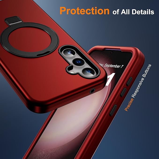 Designed for Samsung Galaxy S23 Plus Case with Magnetic Ring Stand [Compatible with Mag-Safe][Military Grade Drop Protection][Build in Kickstand] Shockproof S23 Plus Phone Case 6.6",Red