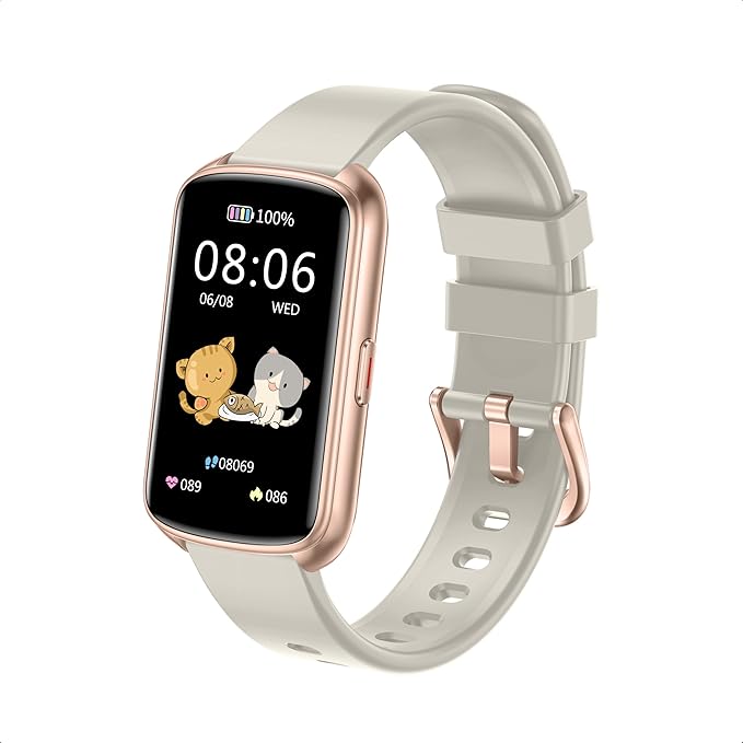 Fitness Trackers, 1.47 Inch Smartwatch, Touchscreen Activity Tracker with Thin Smartband Design, 5ATM Waterproof Fitness Watch Blood Oxygen Heart Rate Monitor for Android/iOS (Light Grey)