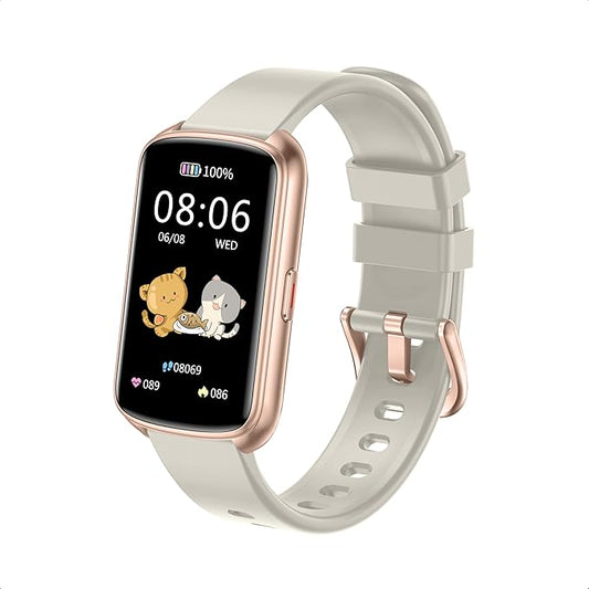 Fitness Trackers, 1.47 Inch Smartwatch, Touchscreen Activity Tracker with Thin Smartband Design, 5ATM Waterproof Fitness Watch Blood Oxygen Heart Rate Monitor for Android/iOS (Light Grey)