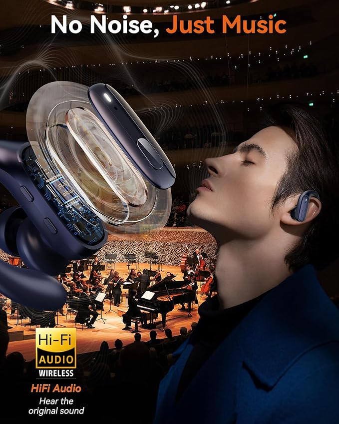 Wireless Earbuds, Sports Bluetooth Headphones, Ear Buds with ENC Noise Canceling Mic, 80Hr Playtime Earphones, Palm-Sized, LED Power Display, IPX7 Waterproof Headset for Workout Running, Royal Blue