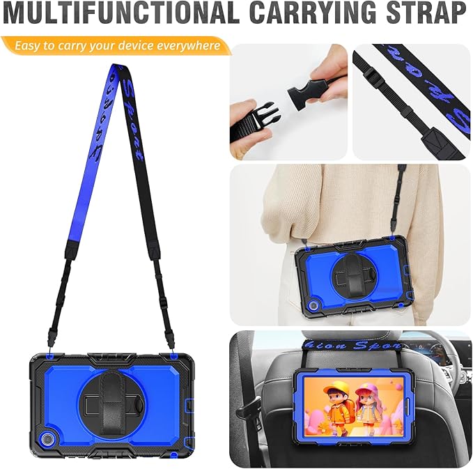 HXCASEAC Case for Lenovo Tab One/Tab K9 2025 (TB-305FU) 8.7 inch, with Screen Protector/Rotating Hand Strap/Sturdy Stand, Protective Cover for Lenovo one Tablet - Blue