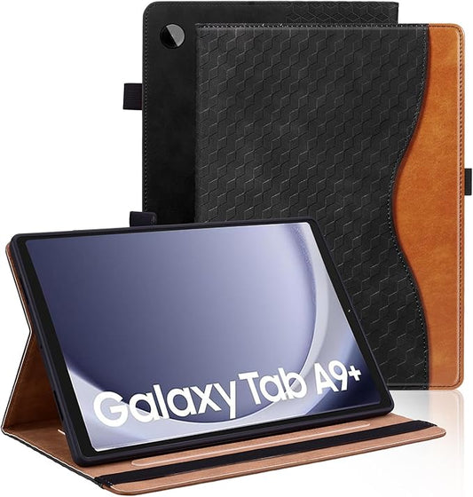 Case for Samsung Galaxy Tab A9 Plus 11 Inch Cover 2023 PU Leather Cover Multi-Angle Viewing Stand with Card Pocket for Galaxy Tab A9 Plus Case,Black