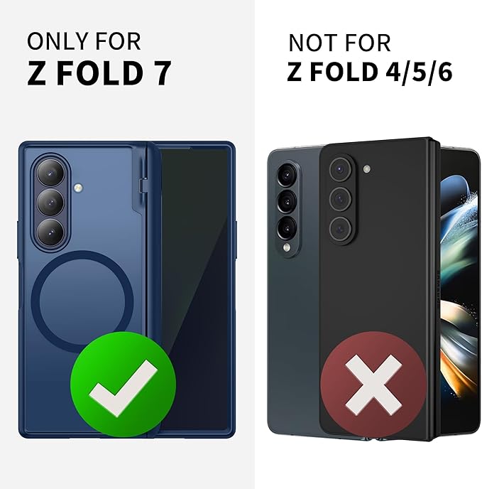 MOBOSI Magnetic for Z Fold 7 Case with Privacy Screen Protector, Compatible with Magsafe, Full-Body Slim Coverage Hinge Protection, Shockproof Phone Cover for Samsung Galaxy Z Fold7, Blue Shadow