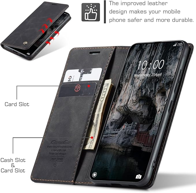 for Xiaomi 14T Case, Flip Wallet Leather Case with Card Holder Magnetic Closure Shockproof Kickstand Protective Phone Cases Cover for Xiaomi mi 14T, Black