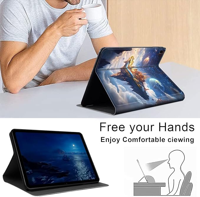 Case for Samsung Galaxy Tab A9+/A9 Plus 11” 2023 Model (SM-X210/X216/X218), Slim PU Leather Stand Cover with Auto Wake/Sleep, Multi-Angle Viewing & Shockproof, Floating Castle