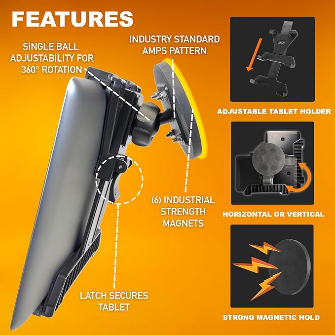 iBOLT TabDock MagDock- Heavy Duty Magnetic Mount for All 7-11 inch Tablets- Great for fridges, Restaurants, Automotive, Workout Equipment, or Any Magnetic Metal Surface