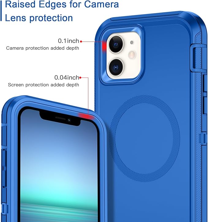 for iPhone 12 Case,iPhone 12 Pro Case [Compatible with MagSafe] Shockproof 3-Layer Full Body Protection Rugged Heavy Duty Cover for Apple iPhone 12/12 Pro 6.1",Sea Blue