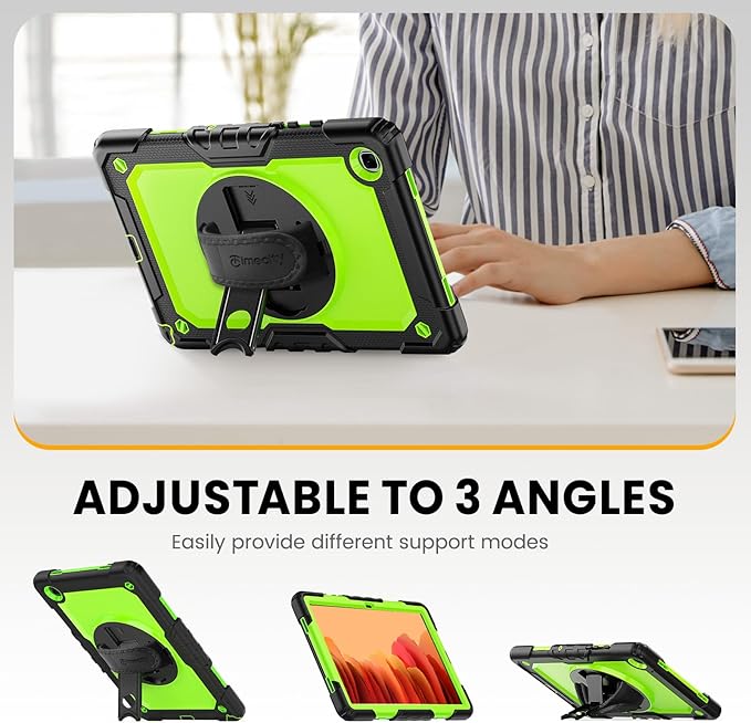 Timecity for Samsung Galaxy Tab A7 10.4 Inch Case 2020/2022, SM-T500/T503/T505/T507/T509 Tablet Case, Durable Sturdy Case with Screen Protector Swivel Stand Hand Shoulder Strap Drop-Proof - Green