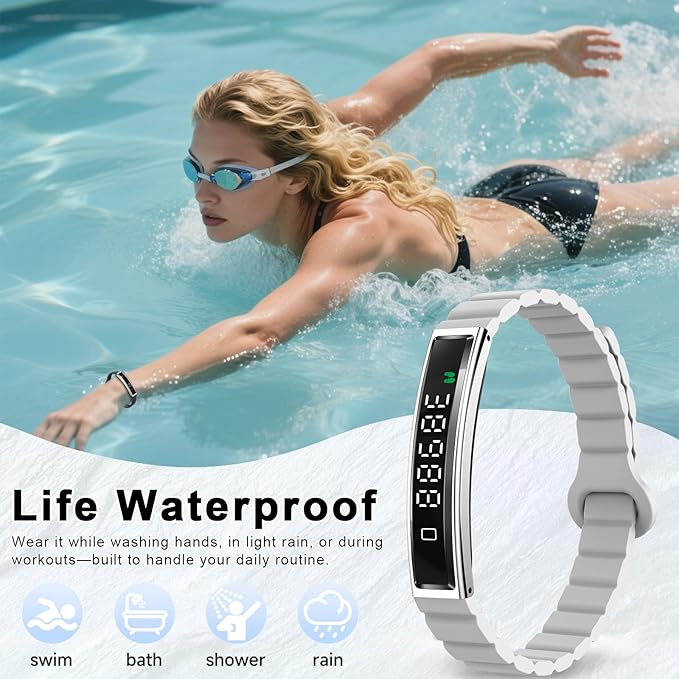 Efolen Smart Bracelet for Women,Ultralight Fitness Tracker Smart Wristband with Heart Rate/Blood Oxygen/Sleep Monitor/Pedometer,Slim Smartwatch for Android iPhone,Activity Tracker,2 Band,Silver